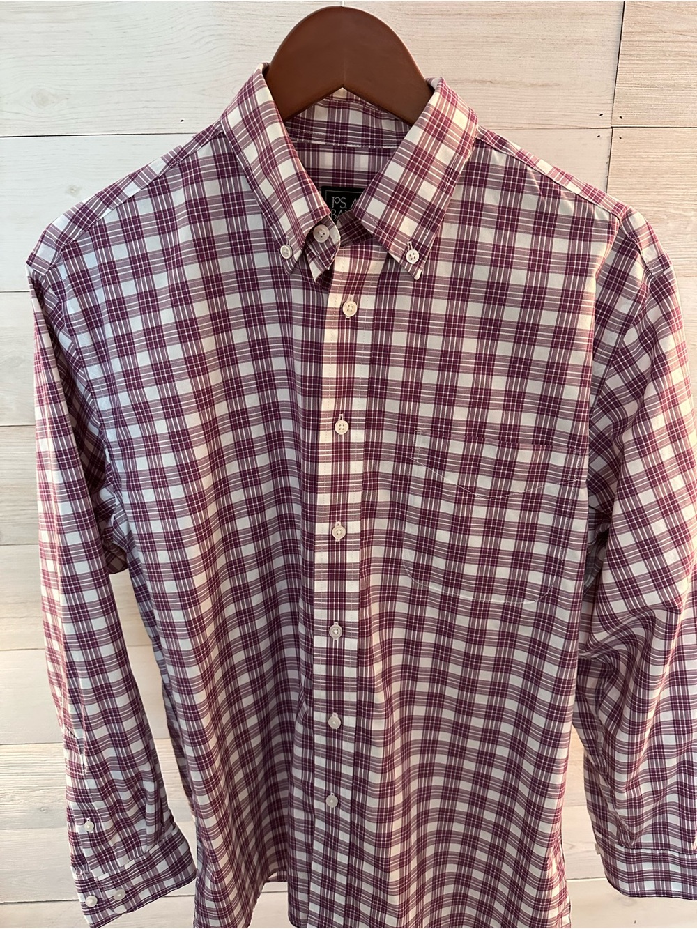 Jos. A. Bank Purple and White Plaid Button-Down Shirt - M